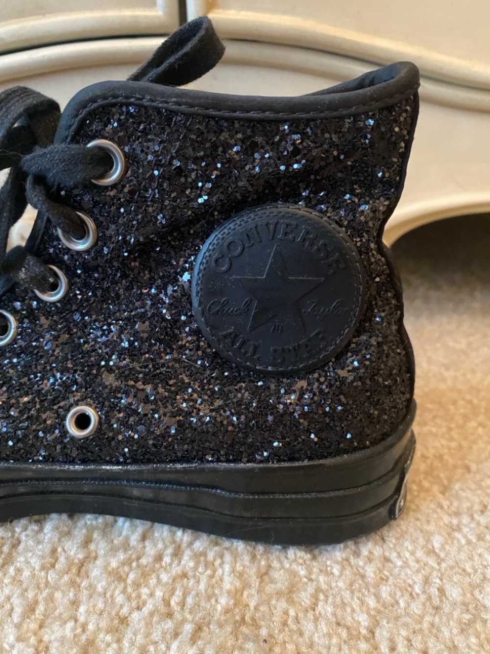 Converse Black Glitter High Top Sneakers